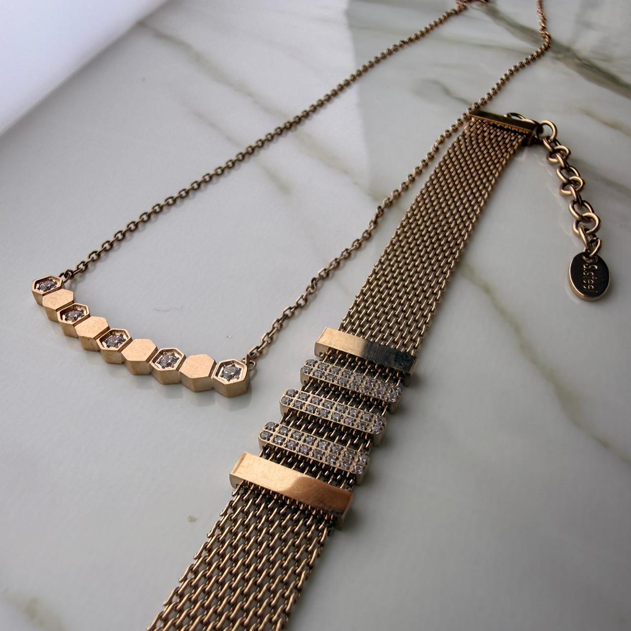 Rose Gold Collier CHAHDA  et Gourmette HSIRA Premier Qualité