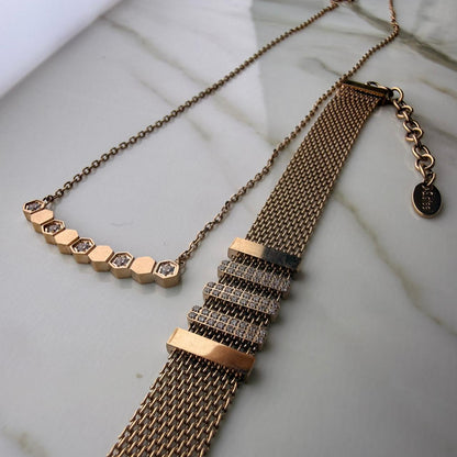 Rose Gold Collier CHAHDA  et Gourmette HSIRA Premier Qualité