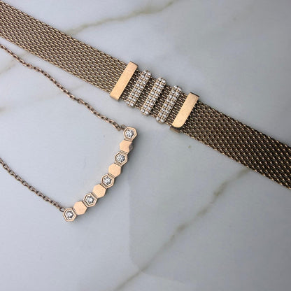 Rose Gold Collier CHAHDA  et Gourmette HSIRA Premier Qualité